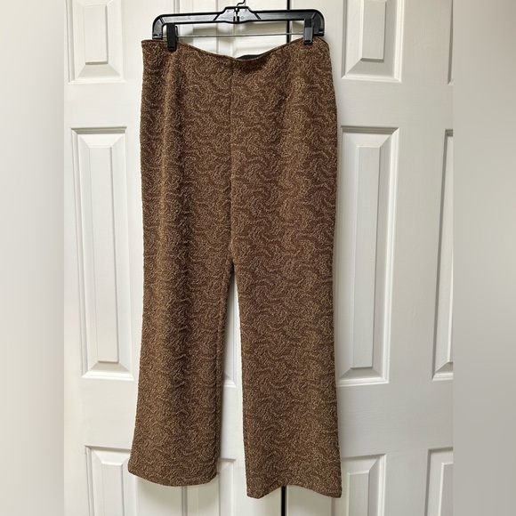 NewYork &Company wide leg metallic gold/brown stretch pants. L. See measurements - Picture 1 of 8